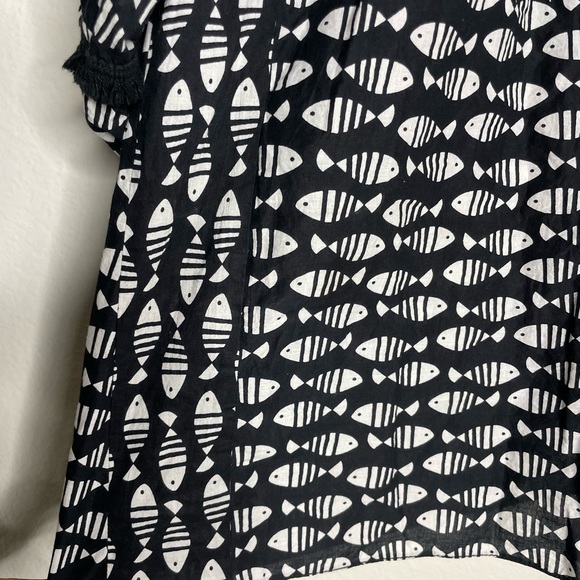 Tuckernuck Piscis Catalans Black White Fish Print Coverup Beach Dress XS - Picture 4 of 8